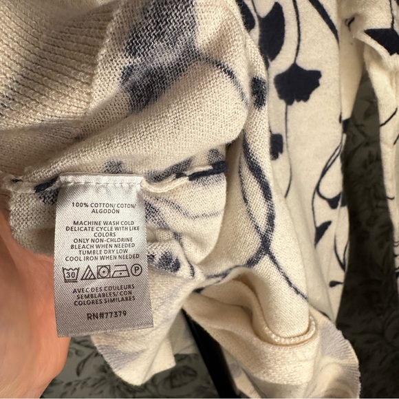 Ann Taylor Ivory and Navy Vine Cardigan - Picture 7 of 11